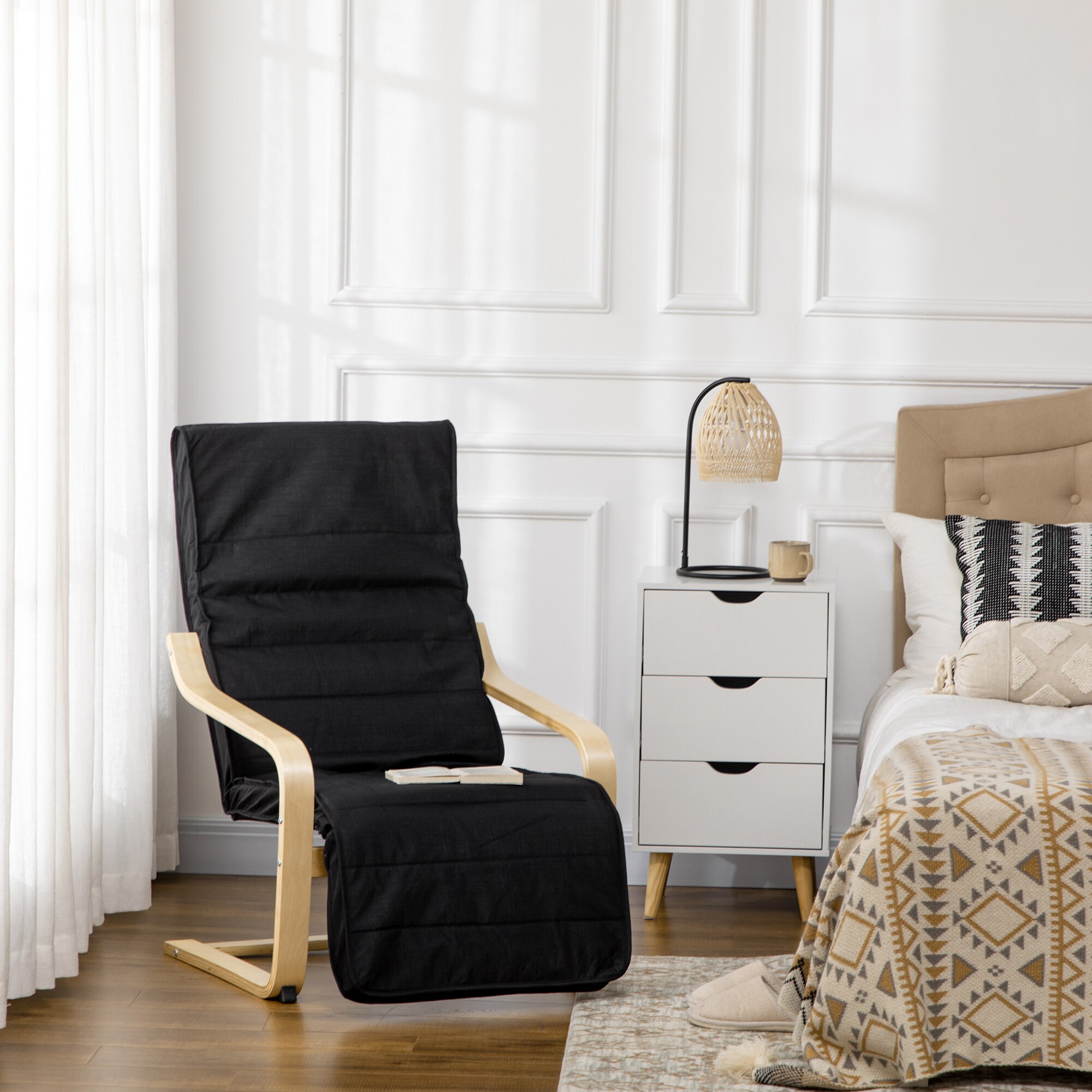 HOMCOM Relaxsessel mit abnehmbarer, angenehm gepolsterter Auflage schwarz 66,5L x 94B x 100H cm