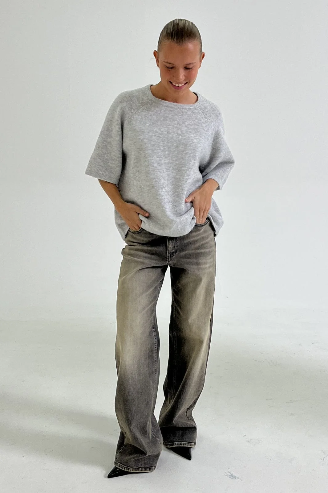Only Onlella 2/4 O-Neck Pullover Knt 4752285 light grey melange