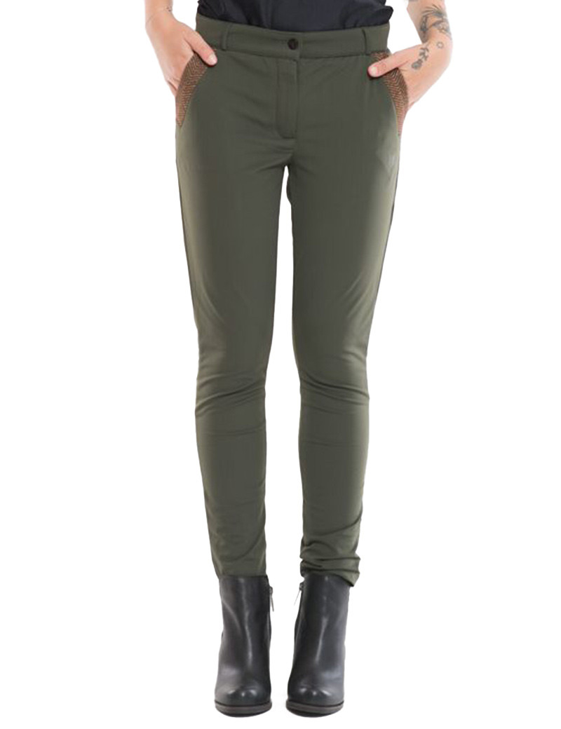 HBT BASICS - CHRISTINA PANTALON CITY SLIM KAKI/CUIVRE
