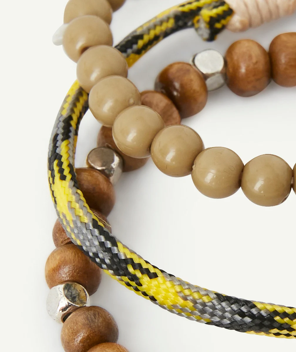 LOT DE 3 BRACELETS GARÇON MARRON KAKI ET JAUNE
