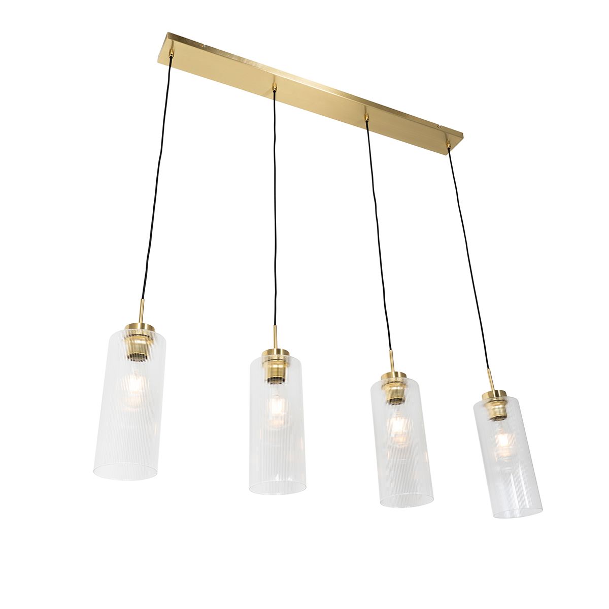 Art Deco hanglamp goud met glas 4-lichts - Laura
