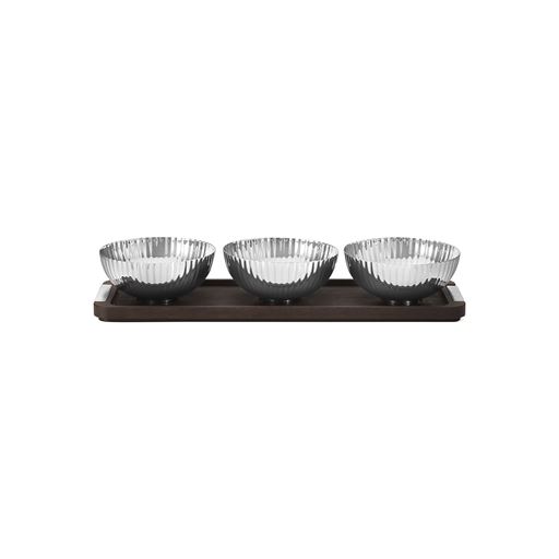 Georg Jensen Bernadotte Bakke Med Skåle Sæt, Stål/ Eg, Ø10 cm