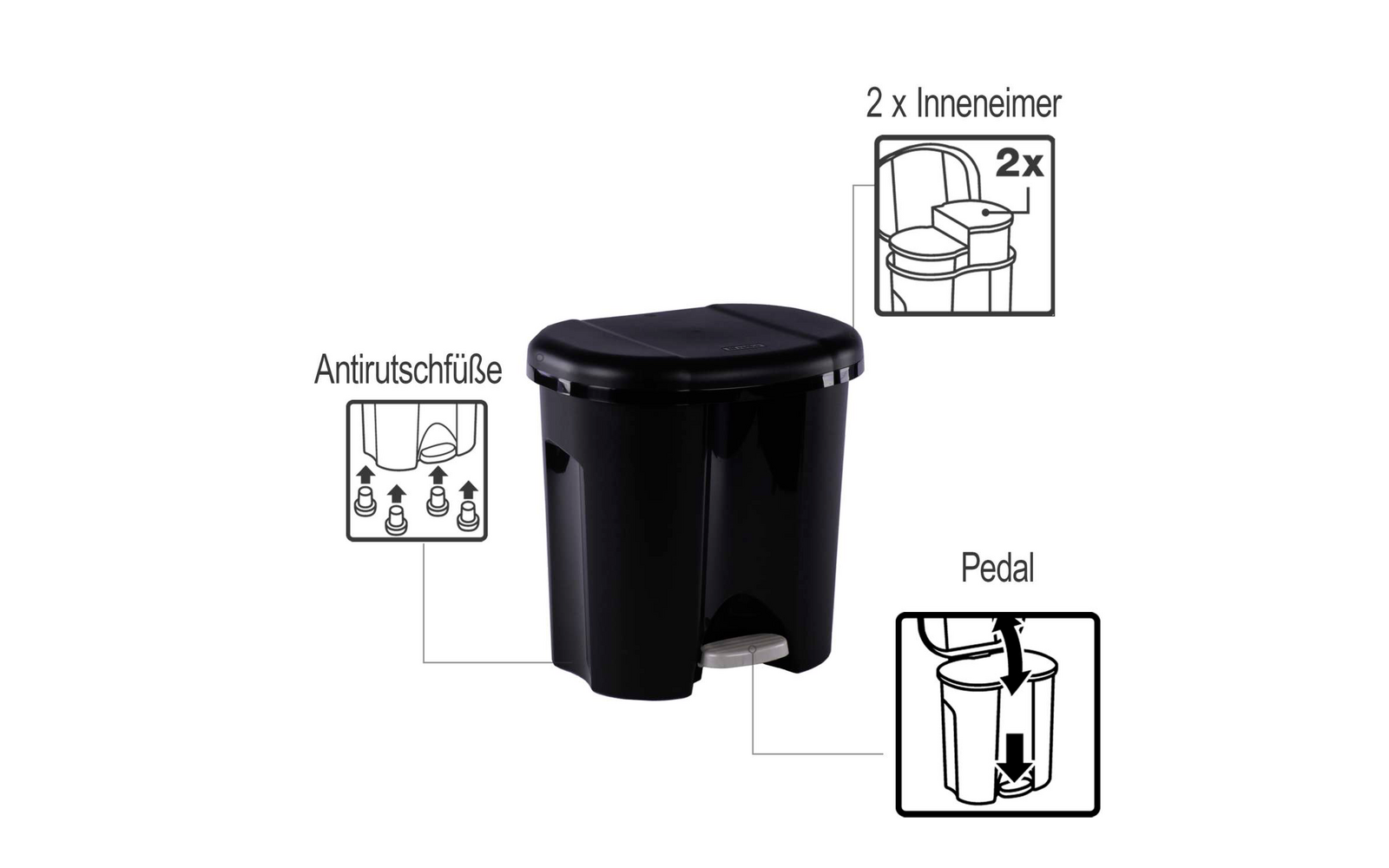 Rotho Abfalleimer Duo mit Trennsystem 2 x 10 Liter