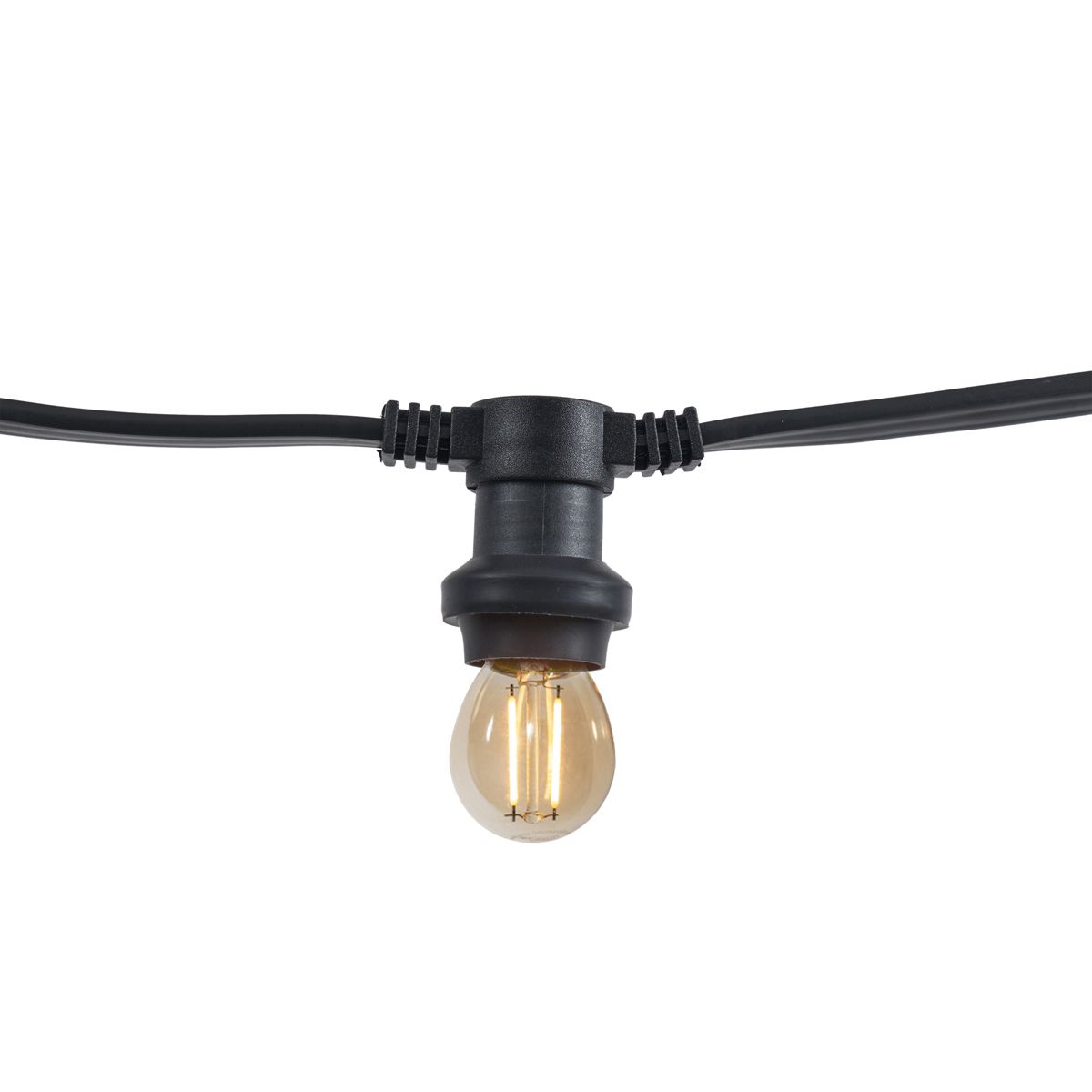 Lichtsnoer zwart koppelbaar met stekker 10m incl. E27 P45 20-lichts IP44 - Lubber