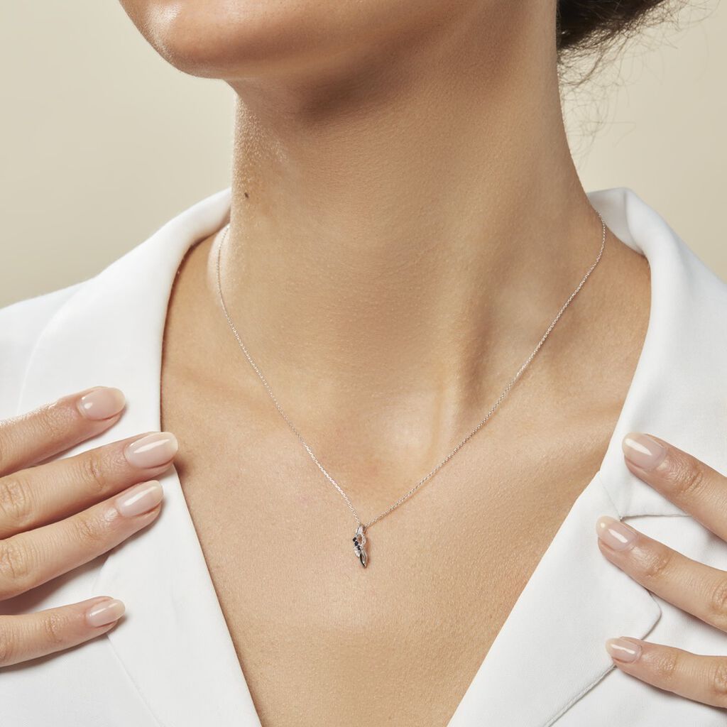 Collier Rosalyne Or Blanc Saphir Et Diamant