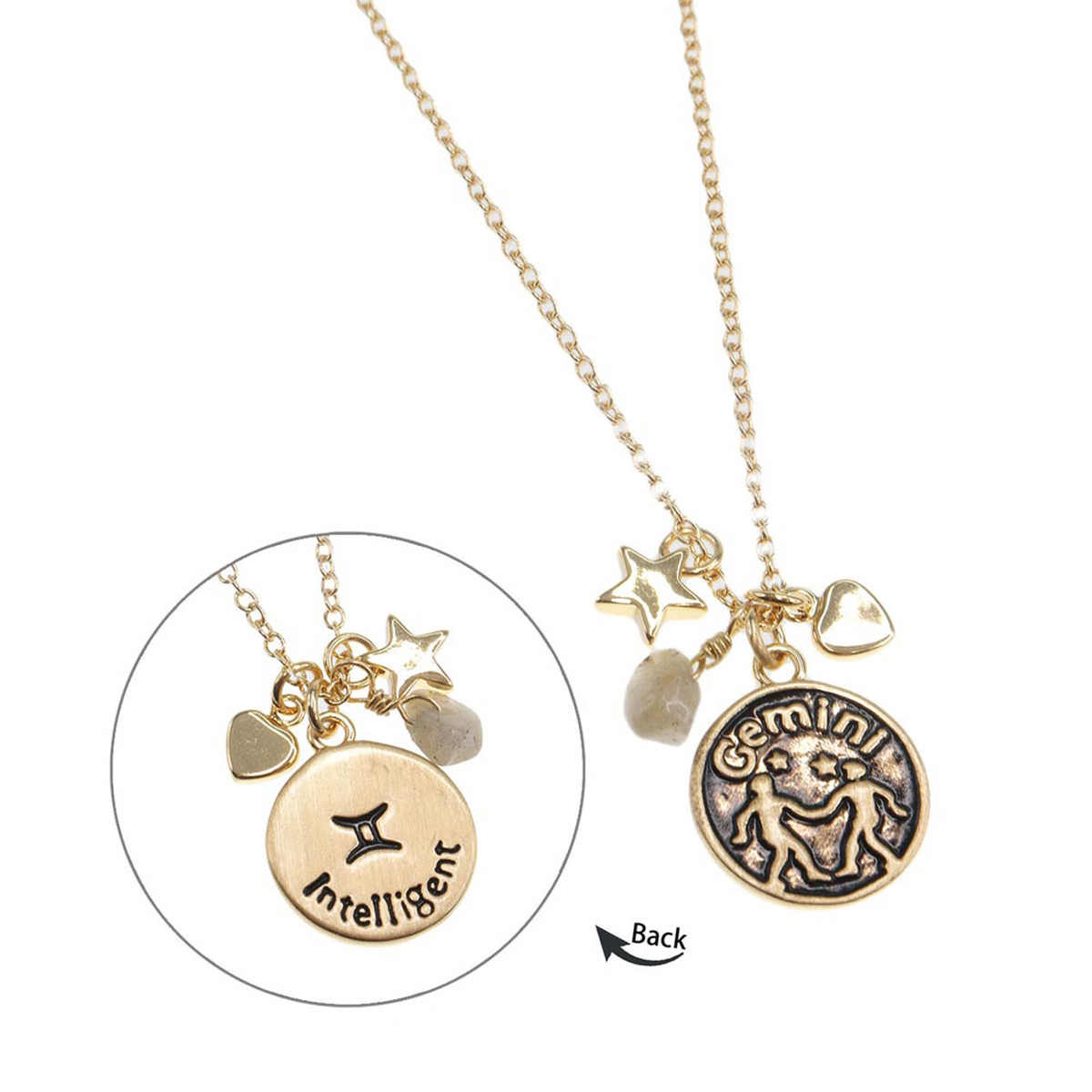 Collier laiton dore gémeaux