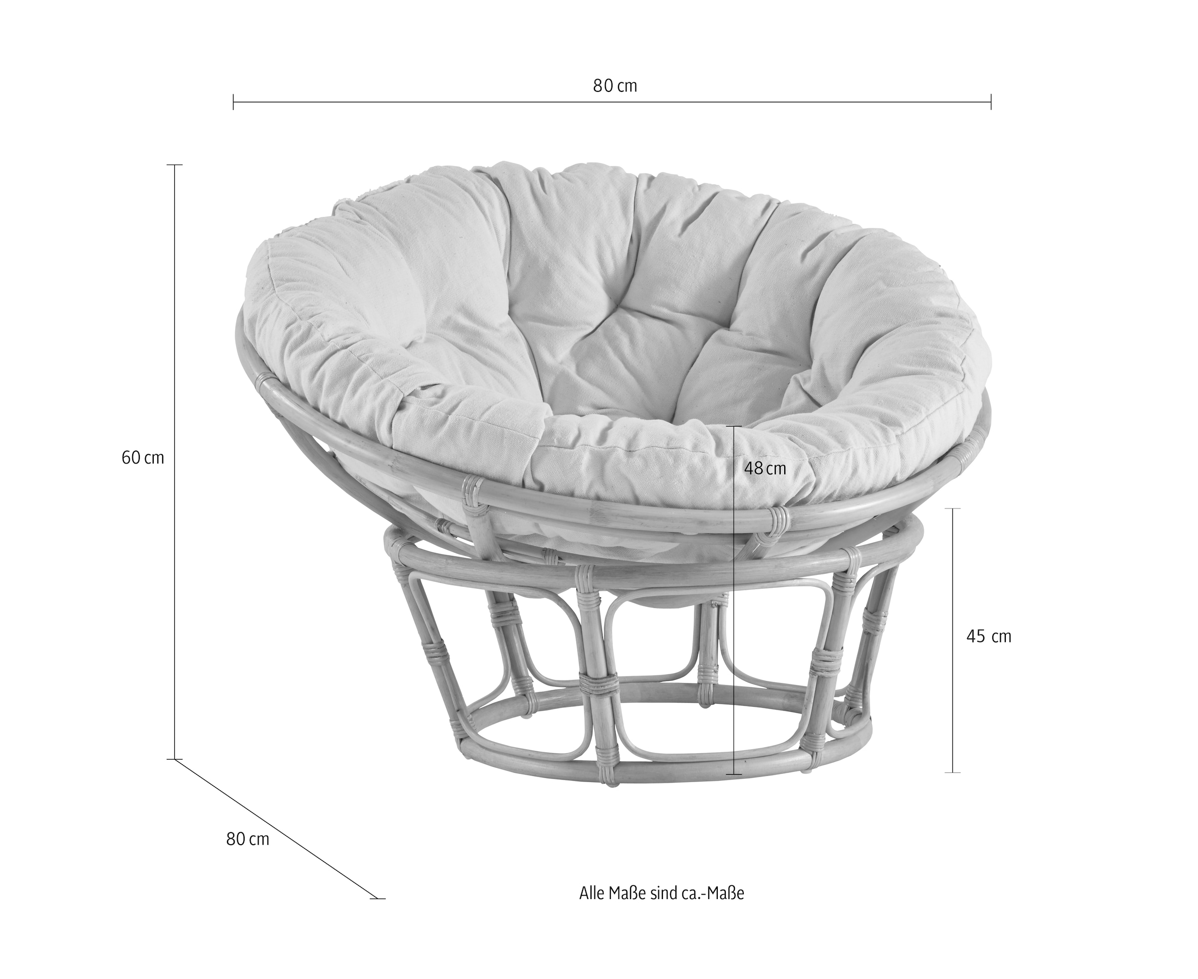 Home affaire Rattanstuhl »Papasansessel, TOPSELLER!« () aus geflochtenem Rattan, in verschiedenen Grössen (80-110 cm)