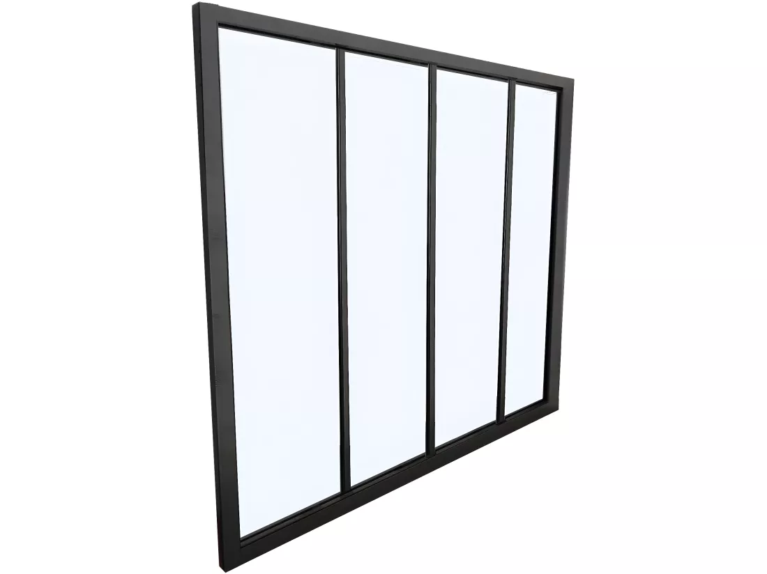 Verrière d'angle atelier en aluminium thermolaqué - L150 x L60 x H130 cm - Noir - BAYVIEW
