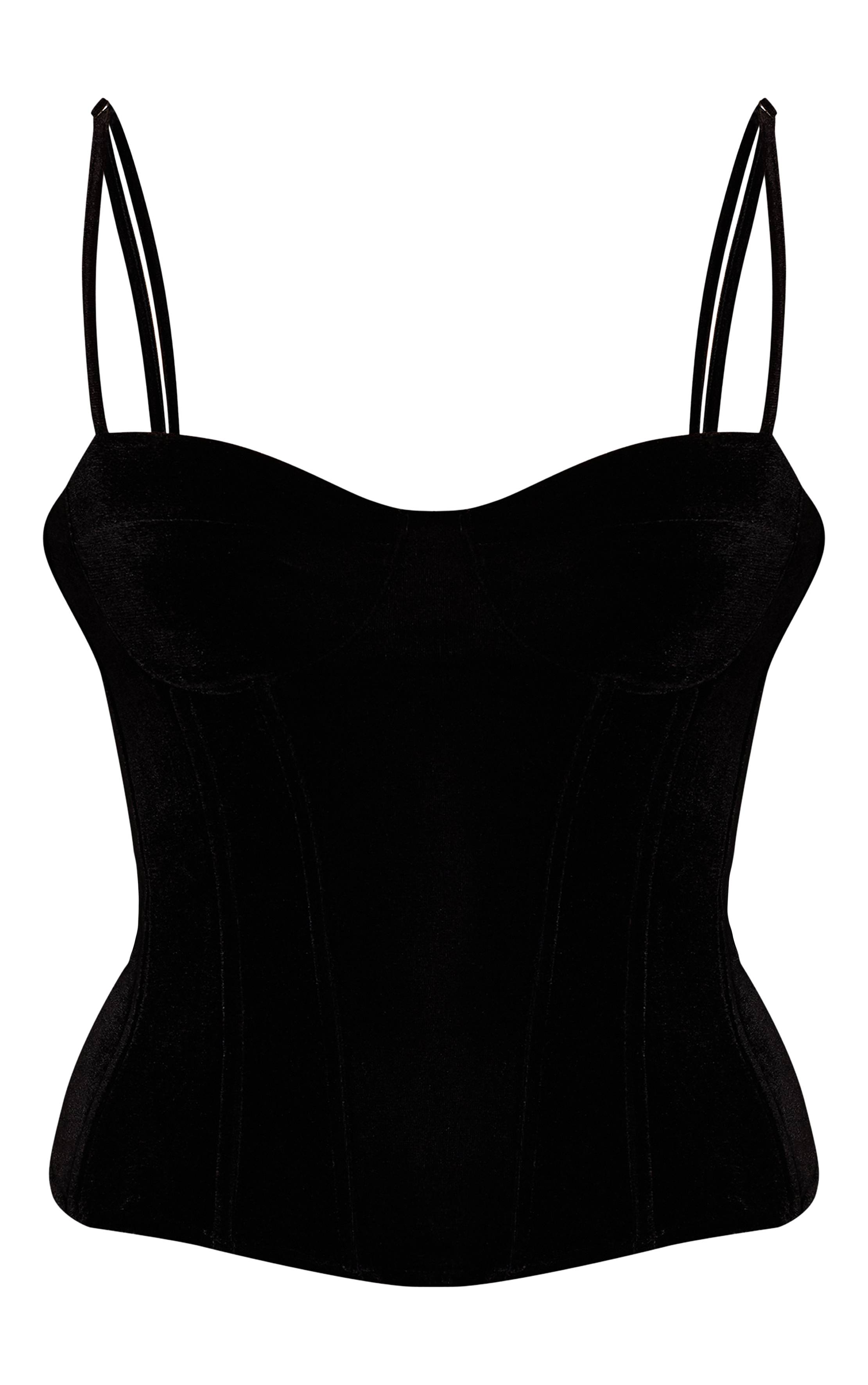 Noir Haut Corset Structuré En Velours