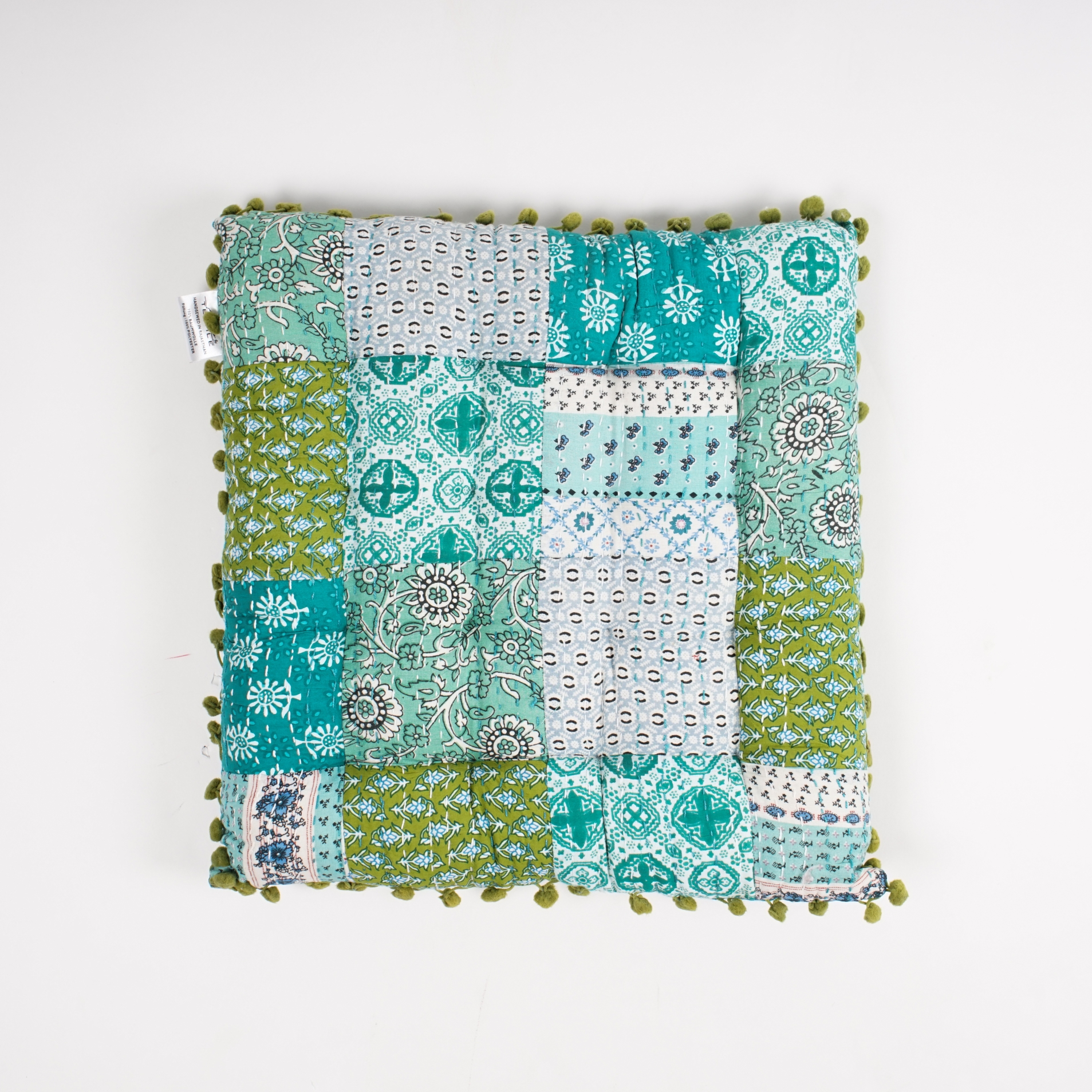 Sitzkissen 'Patchwork', blau-grün, L 40 cm, B 40 cm von fischer's lagerhaus