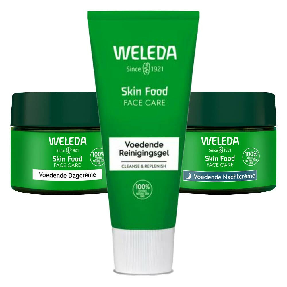 Weleda Skin Food Routine - Voedende Dagcréme 1 x 40 ml, Voedende Nachtcréme 1 x 40 ml & Reinigingsgel 1 x 75 ml Pakket