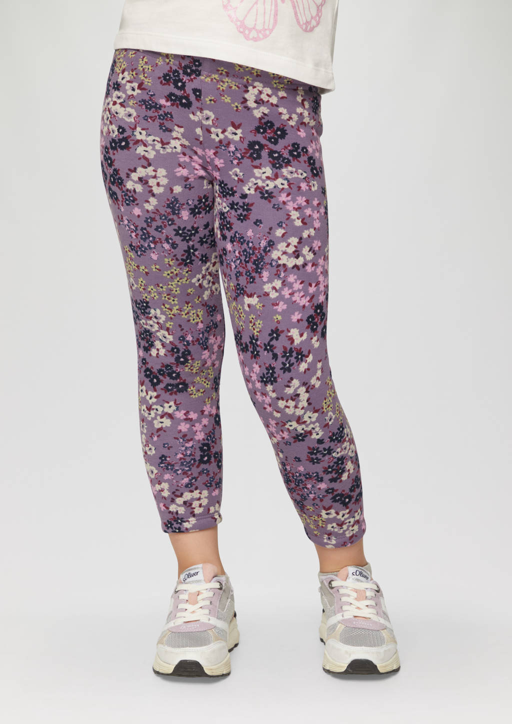 s.Oliver gebloemde broek paars/beige/multicolor