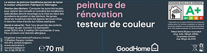 Testeur peinture de rénovation GoodHome gris Delaware mat 70ml