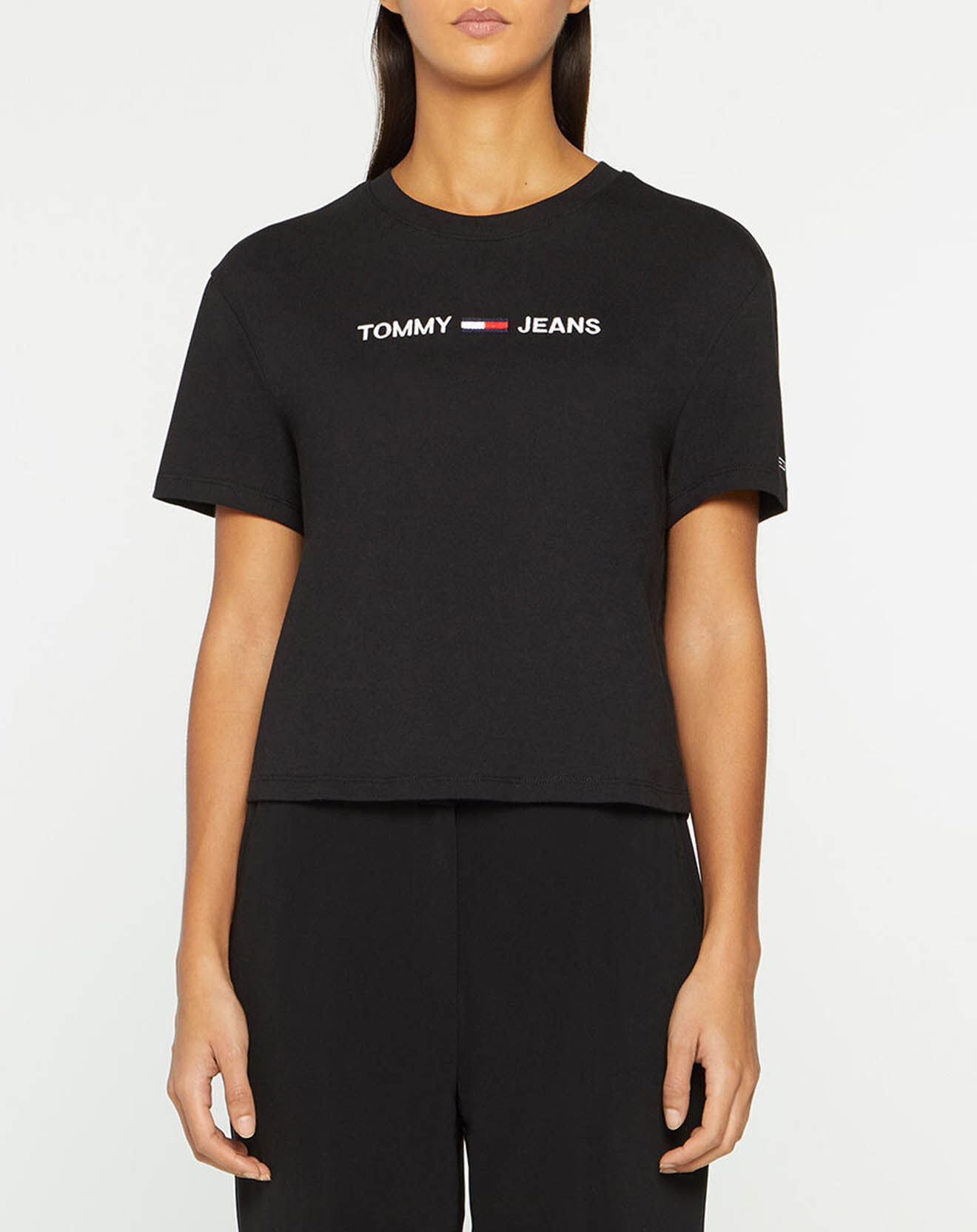 Tommy Jeans T-Shirt Crop Linear Logo noir