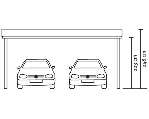 SKAN HOLZ Emsland dubbele carport 613x604 cm met natuurlijk aluminium dak