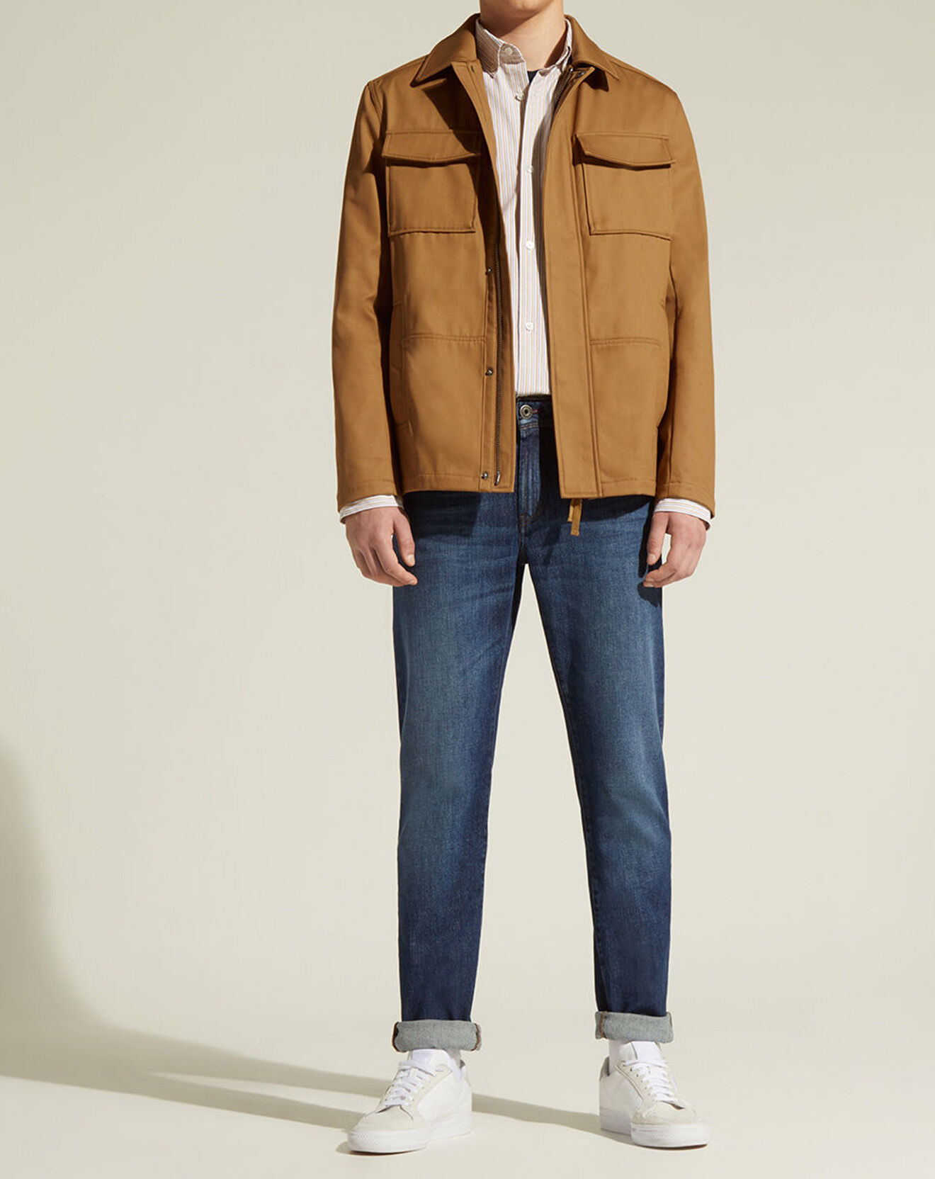 Galeries Lafayette Veste droite Lapocket camel