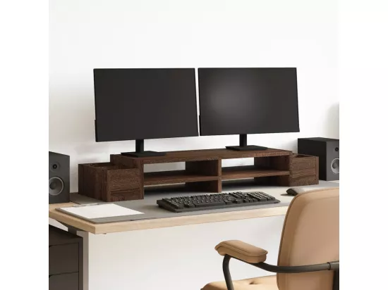 Support de moniteur avec rangement chêne marron bois ingénierie