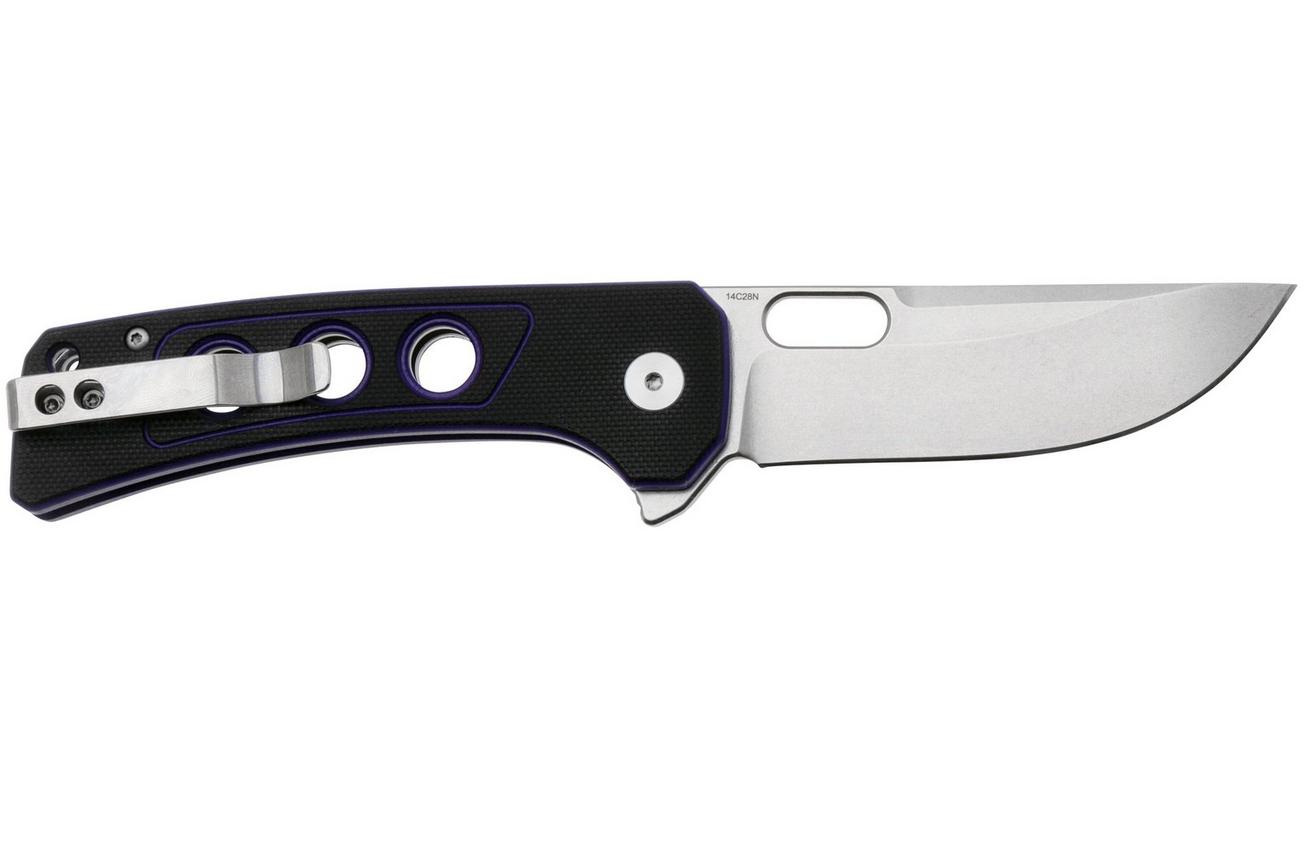QSP Knife Unicorn QS156-B1 Stonewashed Black Purple G10, zakmes