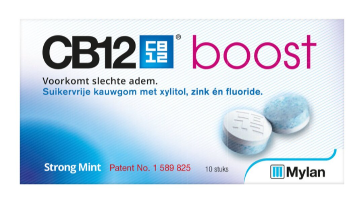 CB12 Mondverzorging Boost Kauwgom Strong Mint 10 Stuks