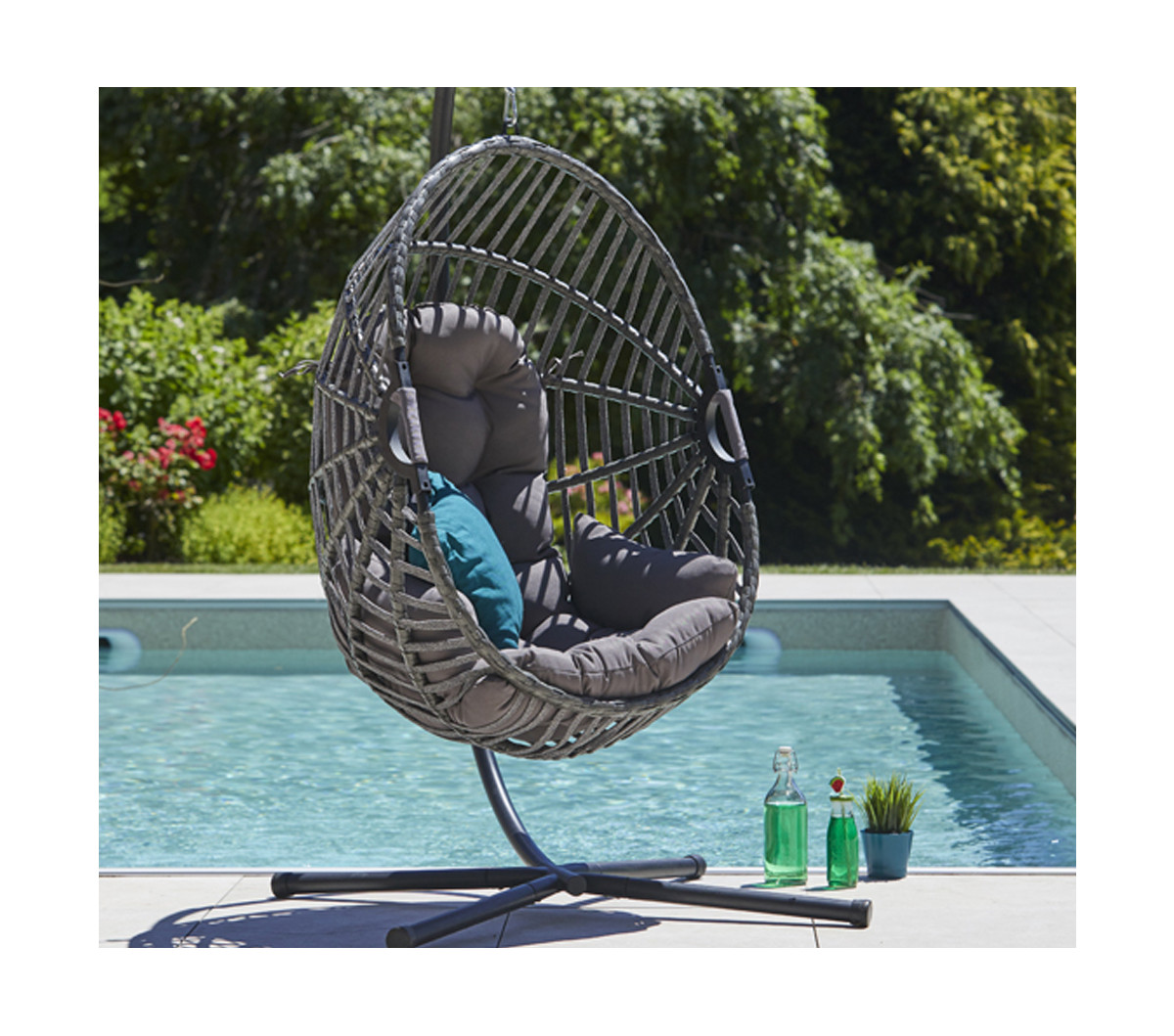 Canberra - fauteuil de jardin suspendu - gris anthracite