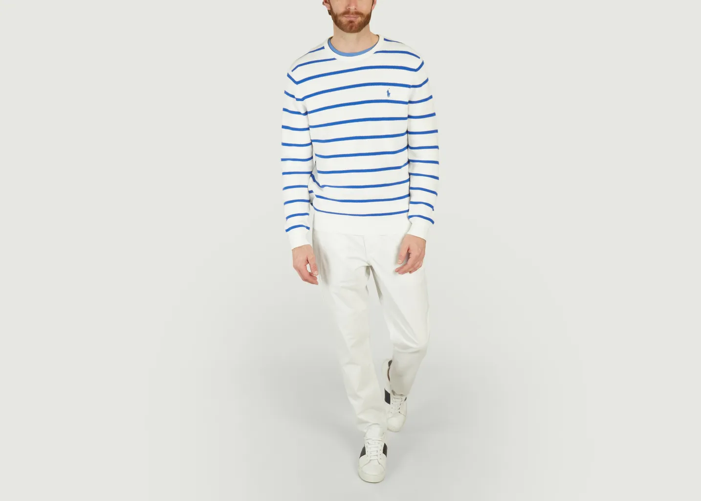 Pull rayé en coton piqué Polo Ralph Lauren