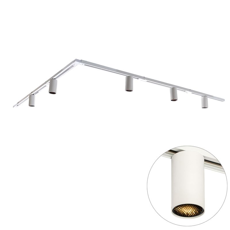 Modern railsysteem met 5 spots wit 1-fase GU10 50mm - Iconic Ruby