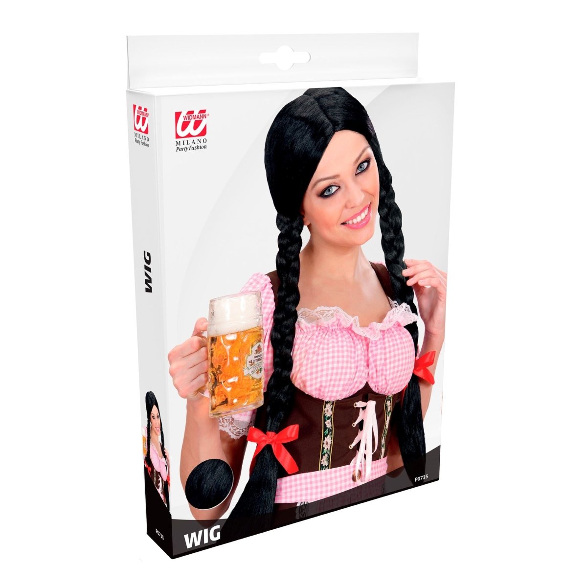 Oktoberfest Pruik Zwart Vlechten
