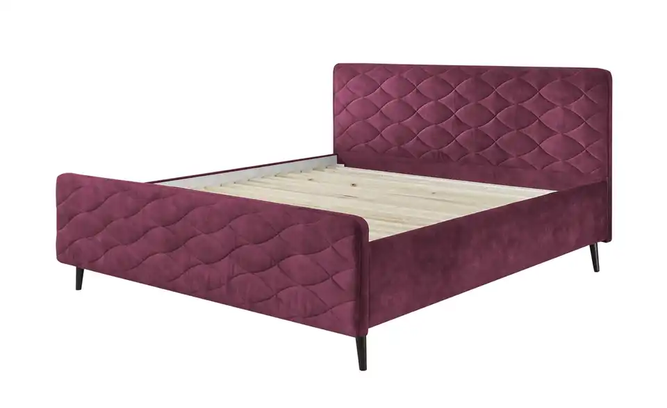 Polsterbettgestell Mario A Bordeauxrot 140 cm
