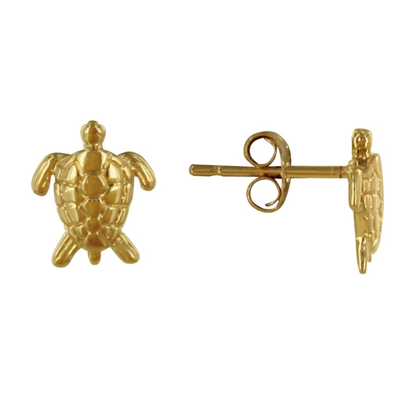Boucles d'Oreilles Plaqué Or Tortue des Galapagos