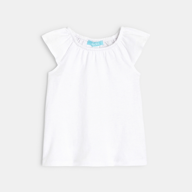 Salopette courte fleurie et blouse rouge bébé fille