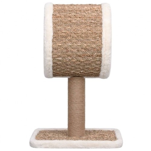 Arranhador para gatos com túnel e brinquedo, marrom