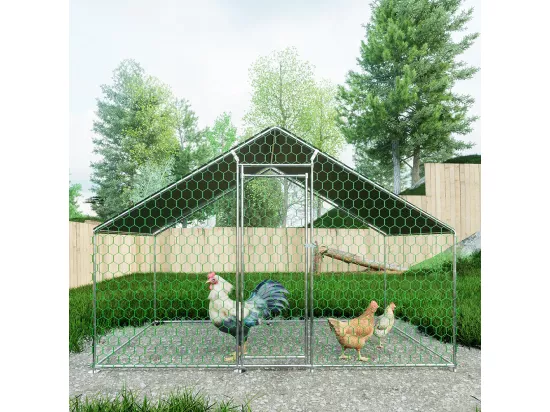 Enclos extérieur métallique poulailler 3x2x2 m avec système verrouillage et bâche PE durable pour élevage volailles sécurisé