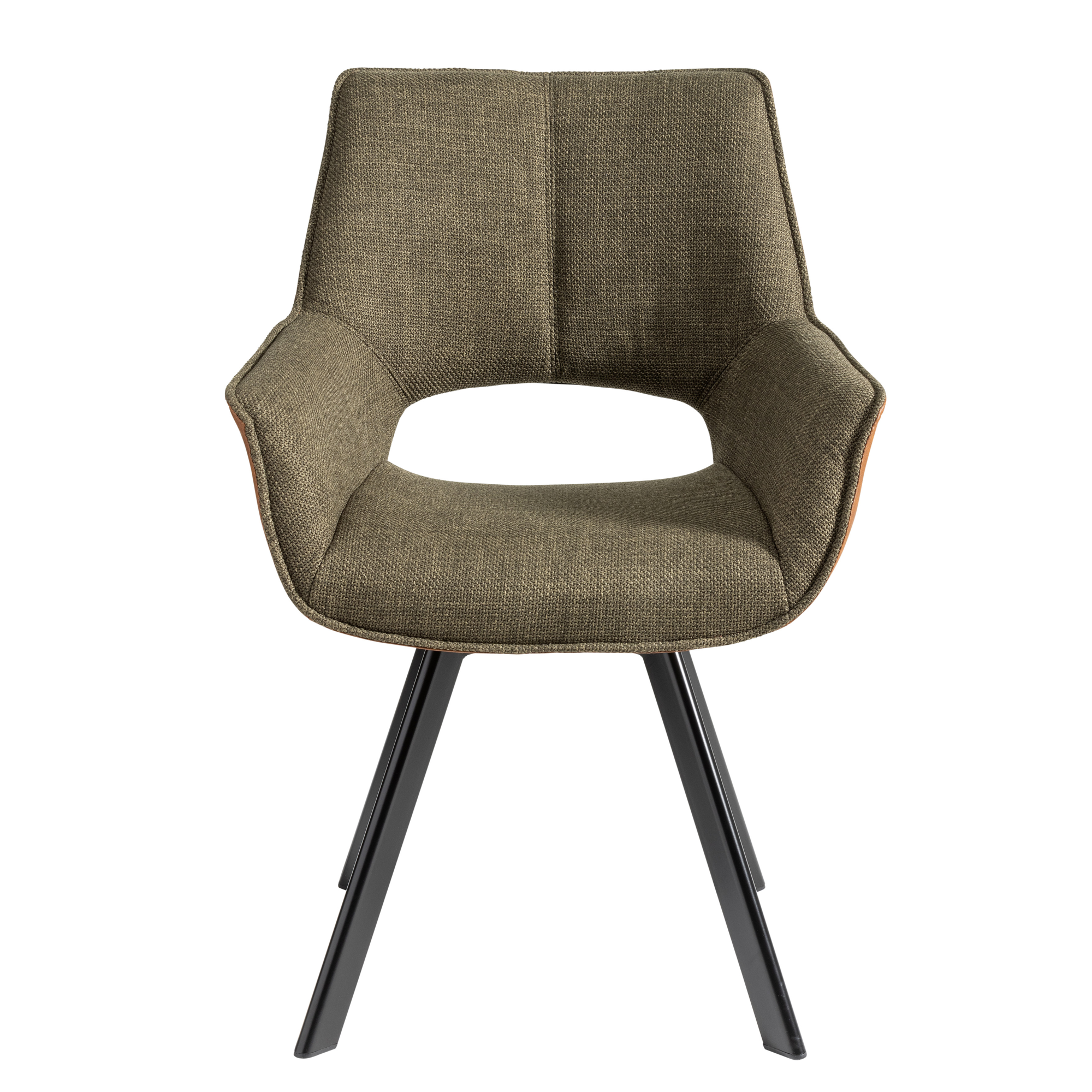 LodgeLiving draaistoel Carry groen(cognac achter en zijkant)