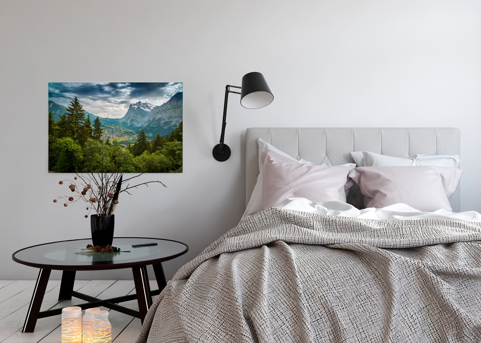 Leinwandbild LANDSCHAFT BERGE - grün - 90x60 cm