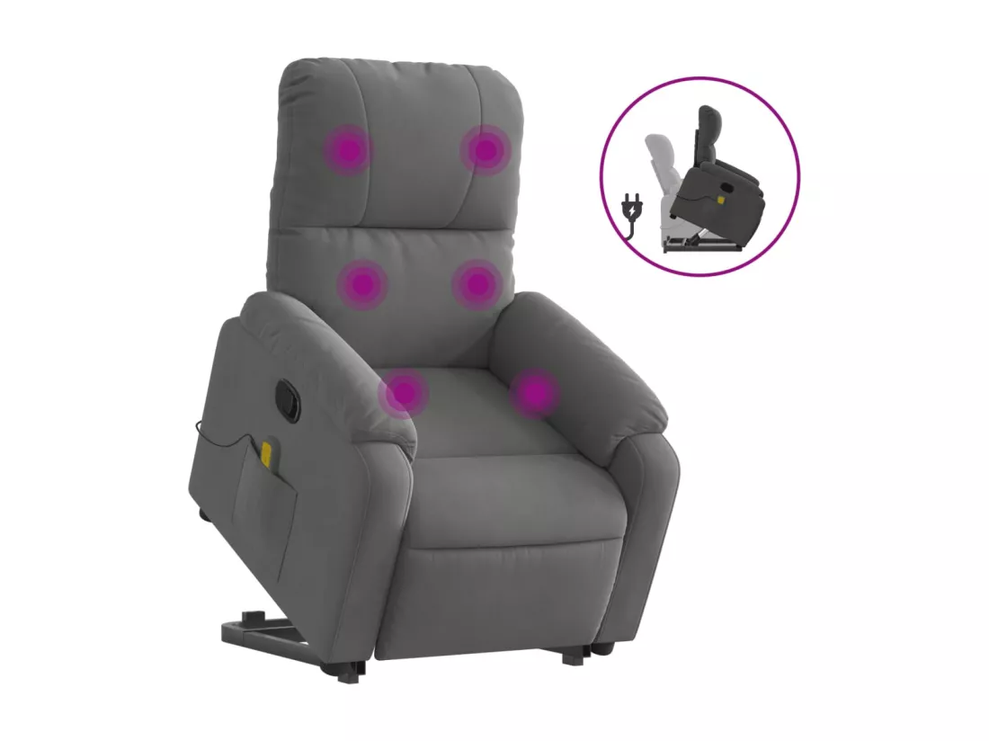 Fauteuil inclinable massant gris foncé tissu microfibre