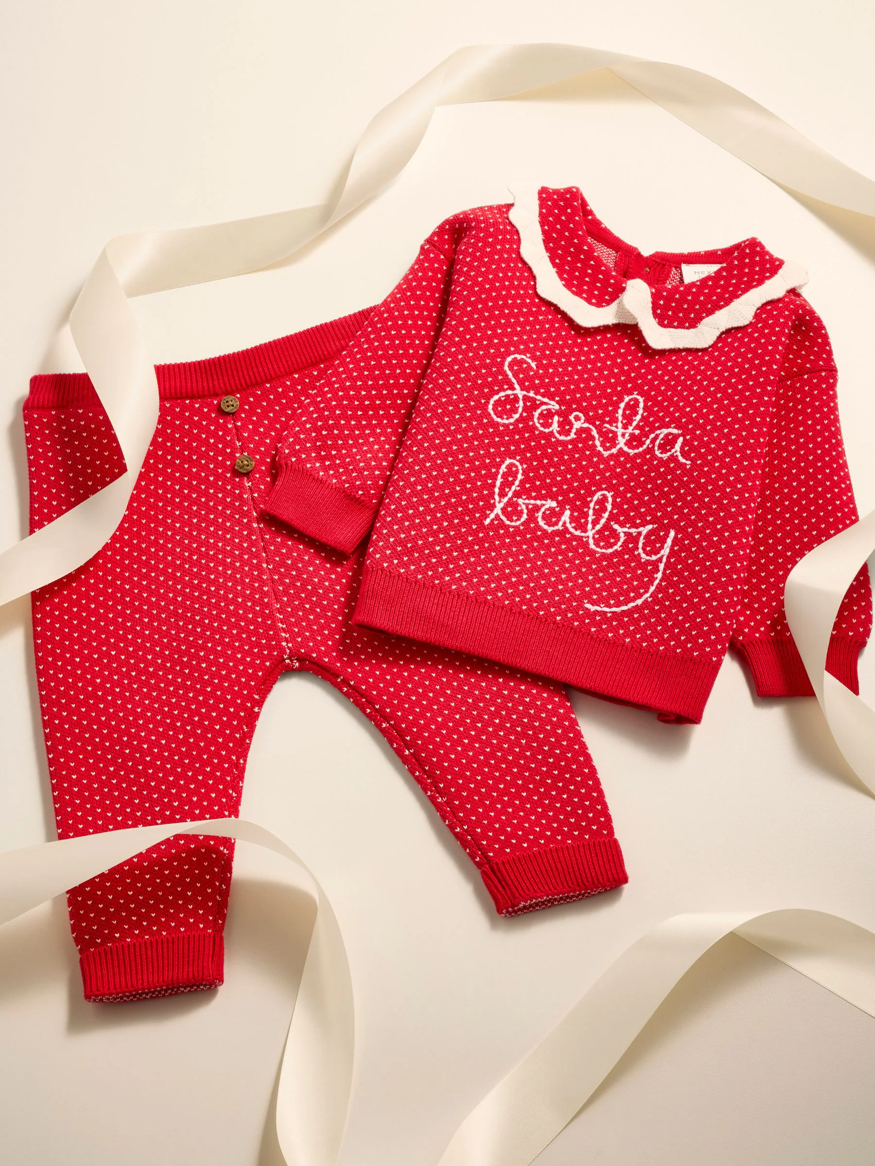 Rode kerstman - Kerst babytrui en leggings set (0mnd-2jr)
