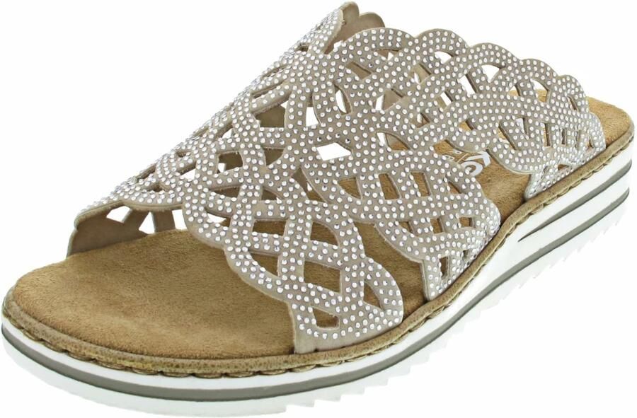 Rieker Slipper Beige Steentjes