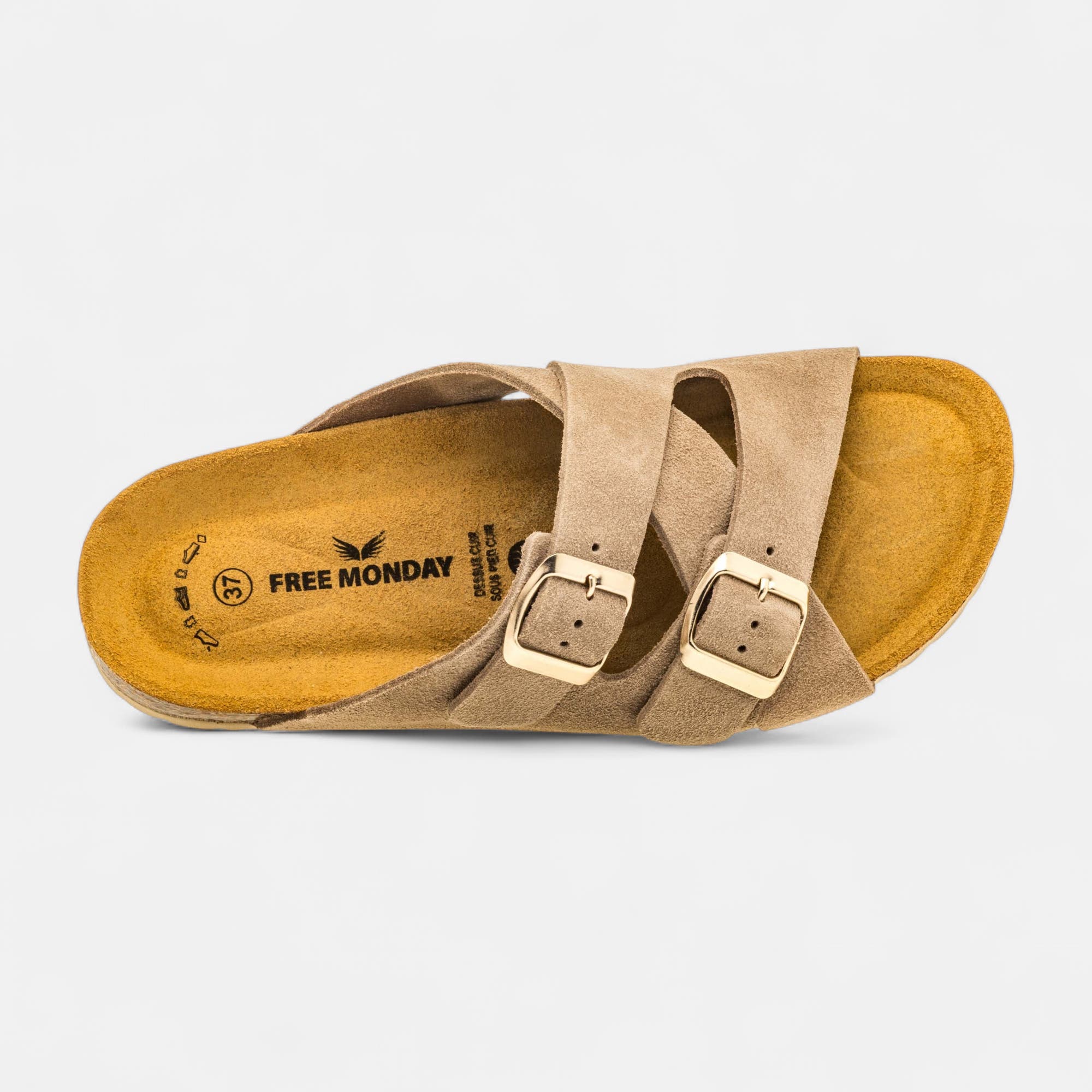 Mules semelle liège Femme en cuir beige