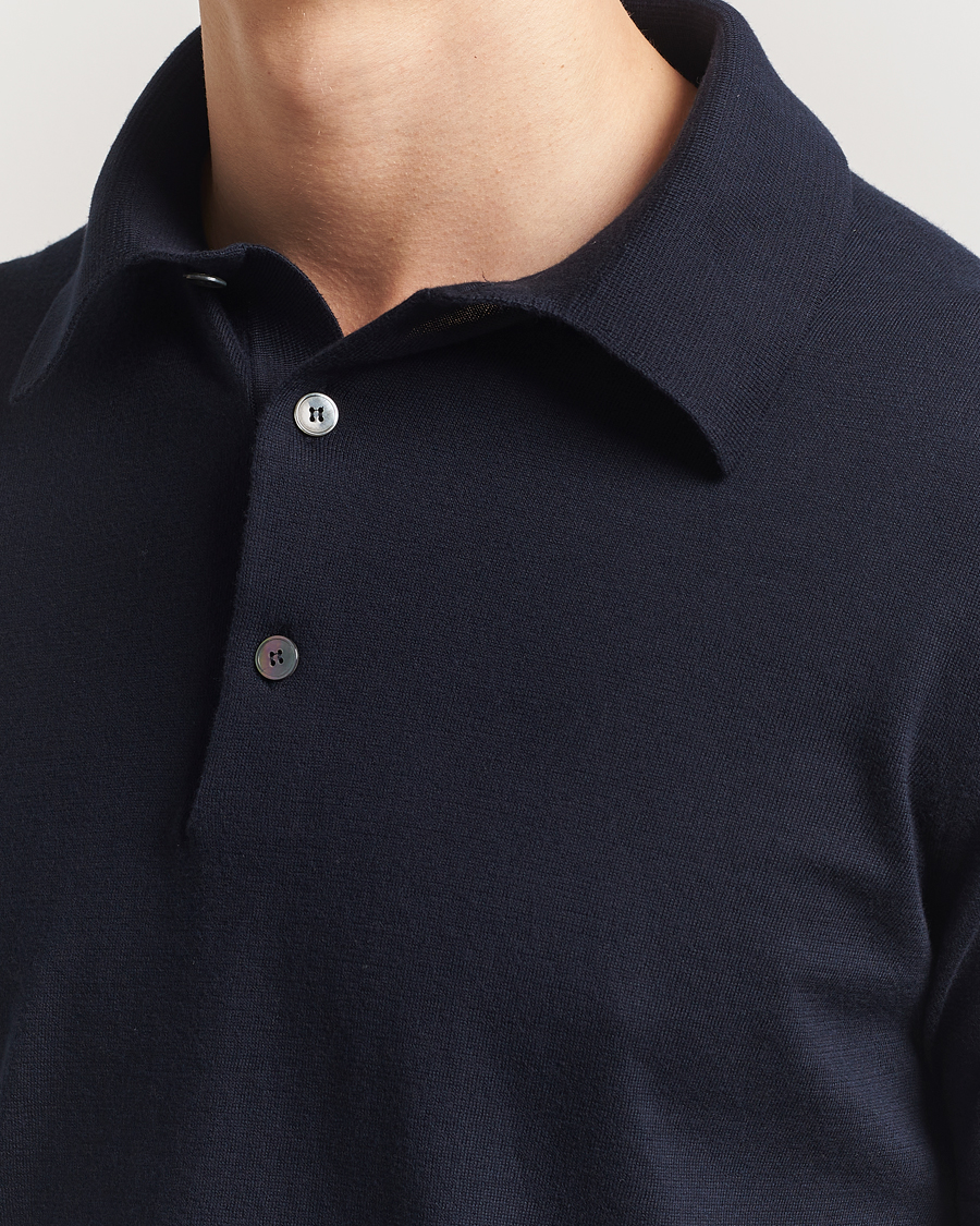 Zegna Premium Cotton Knitted Polo Navy