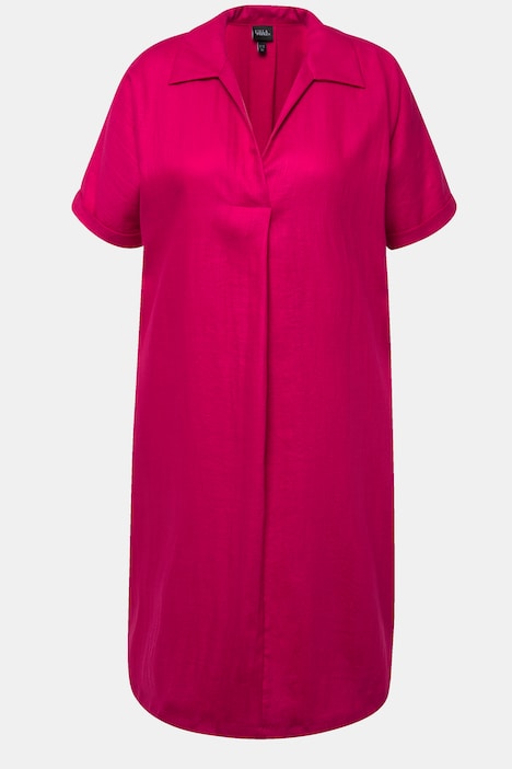Minikleid, Oversized, Hemdkragen, V-Ausschnitt, Halbarm
