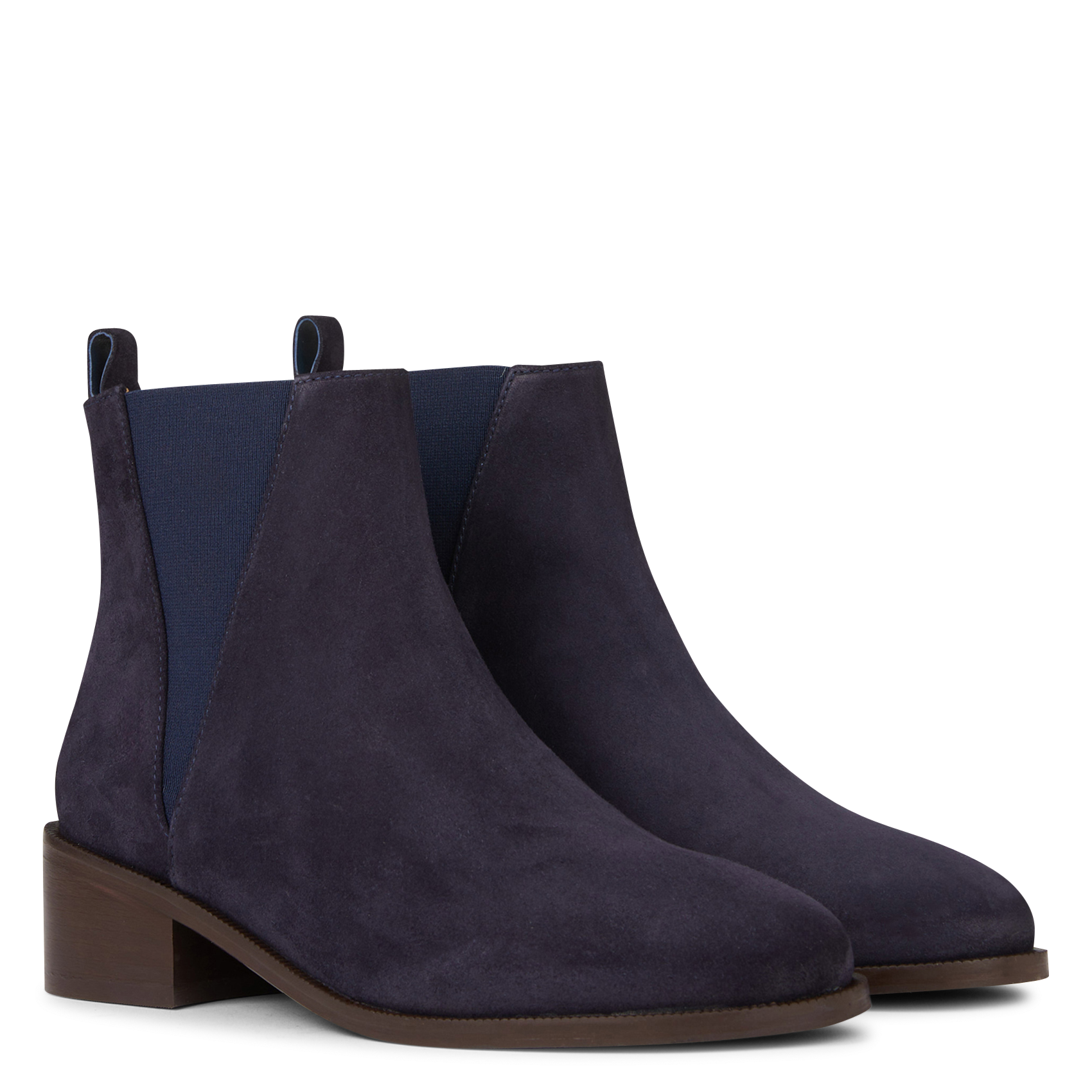 CAMDEN - Bottines à talon en cuir velours| Bleu