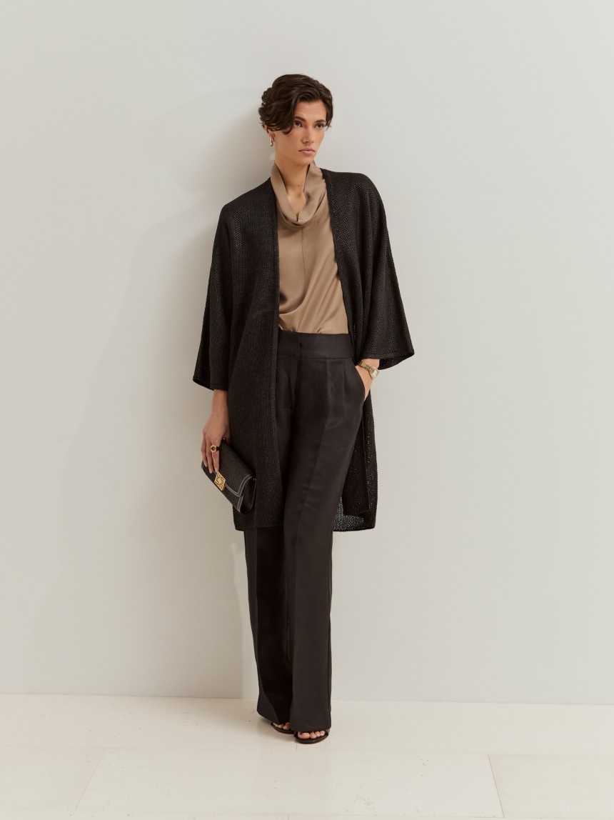 Casaco de malha em estilo kimono