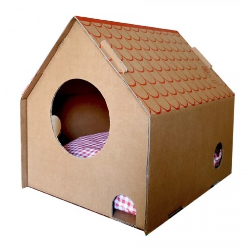 Casinha de papelão marrom para gatos da Frankie