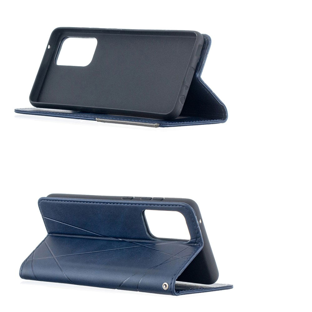 Samsung Galaxy A52s 5G / A52 (5G)Leder Tasche Flip Cover mit Kartenfächern Geometrisches Design - Blau
