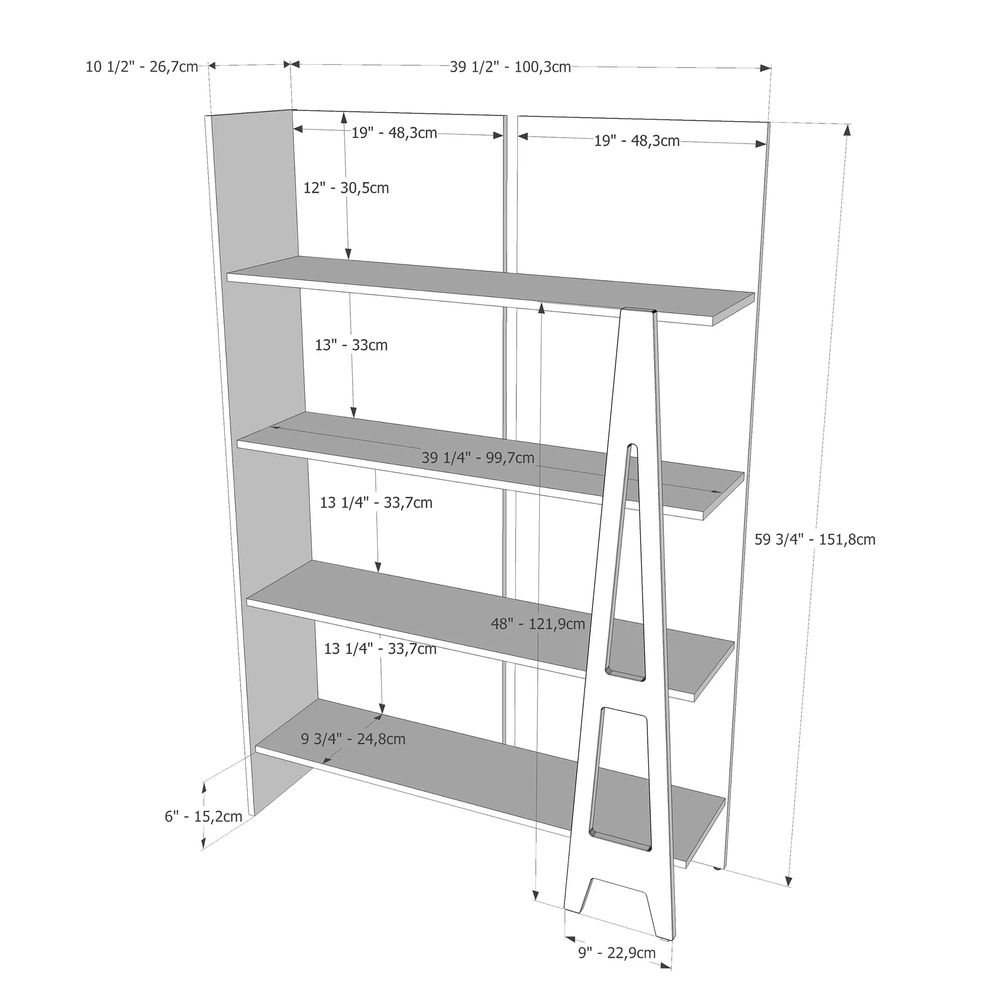 Nexera Bibliothèque Atypik - Blanc  Merisier Naturel