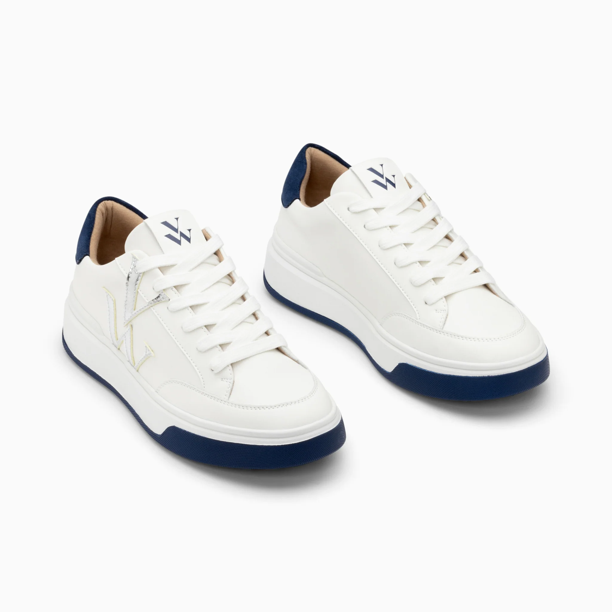 Sneakers-Baskets monogramme Candice blanc et bleu