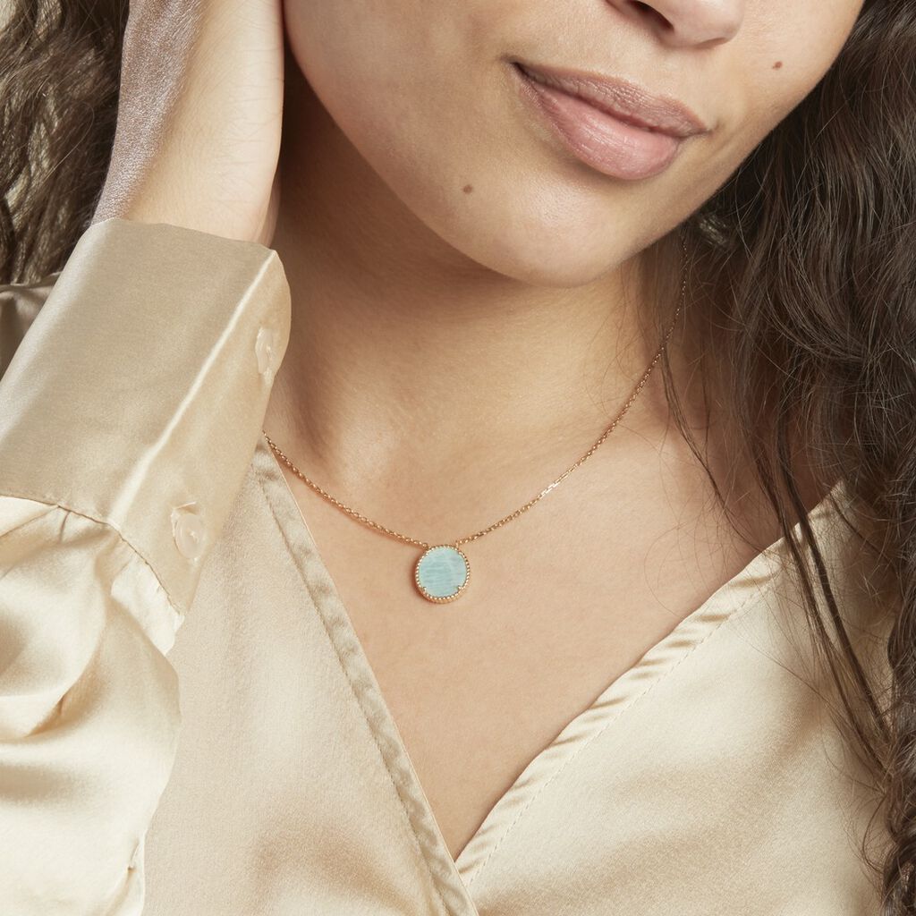 Collier Leeve Plaqué Or Jaune Amazonite