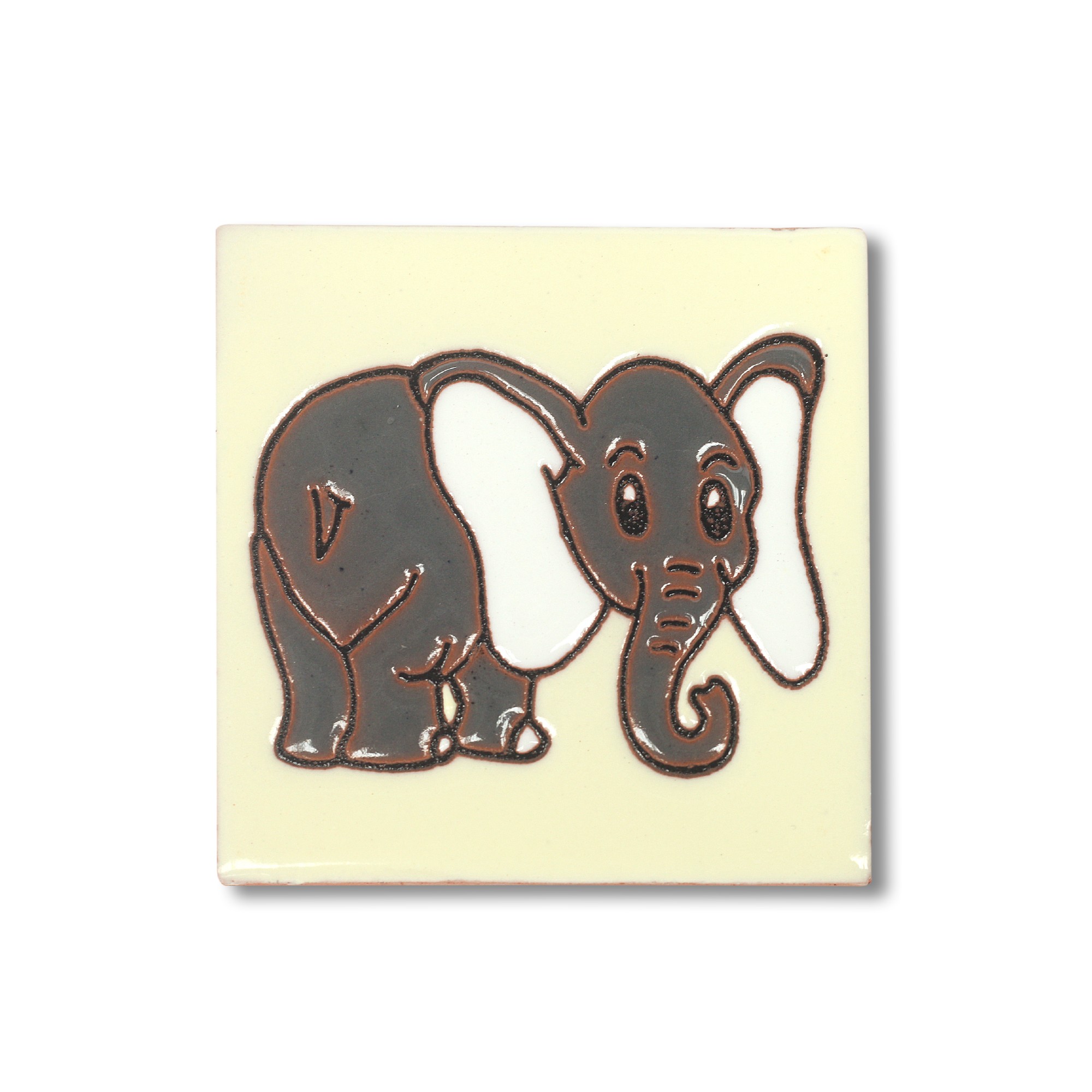Reliefkachel 'Elefante', multicolor, T 10 cm, B 10 cm, H 0,5 cm von fischer's lagerhaus