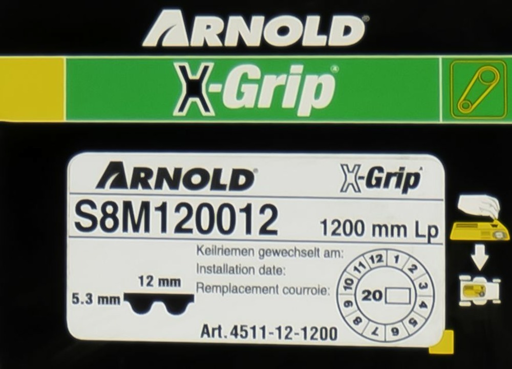 Courroie dentée trapézoïdale x-grip de type 120s8m1200