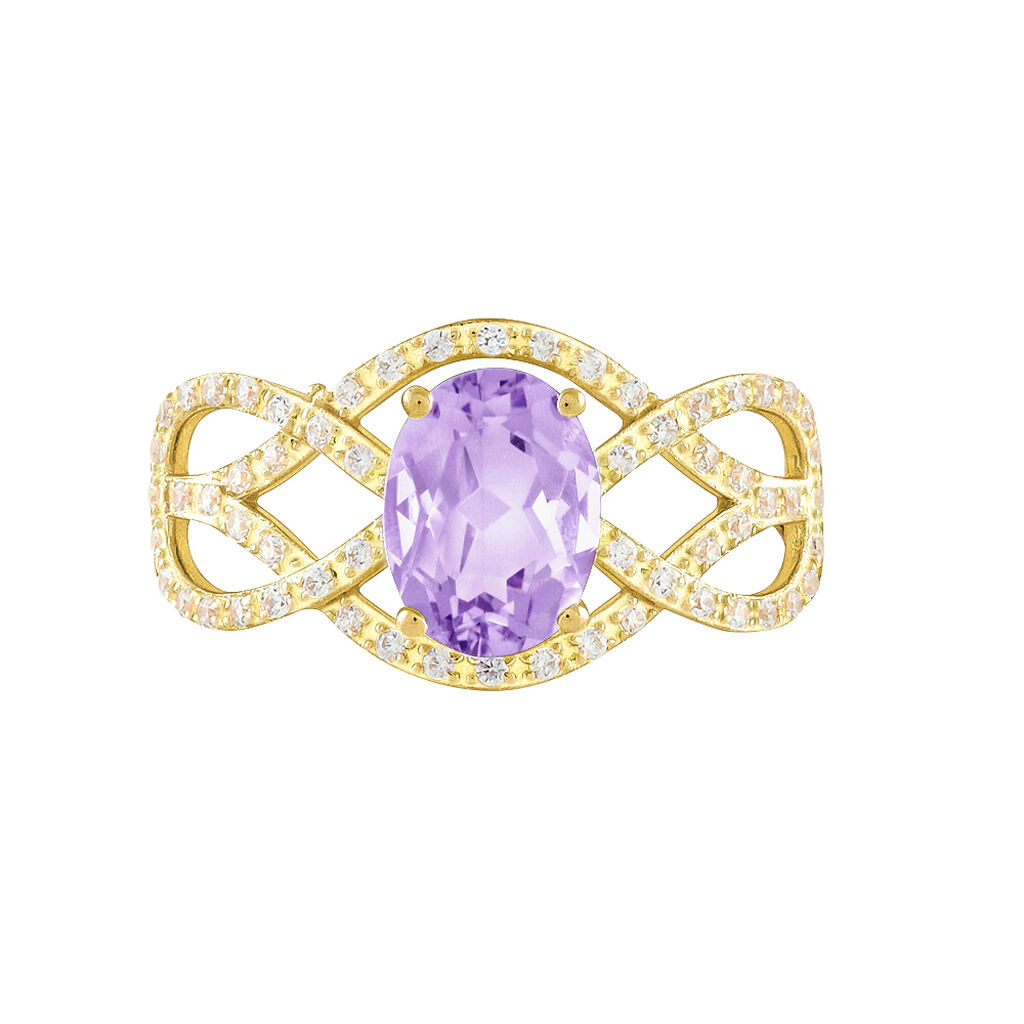 Bague Tina Or Jaune Amethyste Et Oxyde De Zirconium